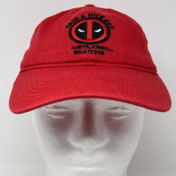 Deadpool Have A Nice Day Sorta Kinda Dad Hat Baseball Marvel Strapback Red - Picture 2 of 10